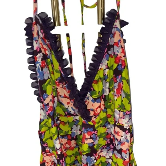 FP One Free People Green Purple High low Floral Halter Maxi special occasion - Picture 6 of 16